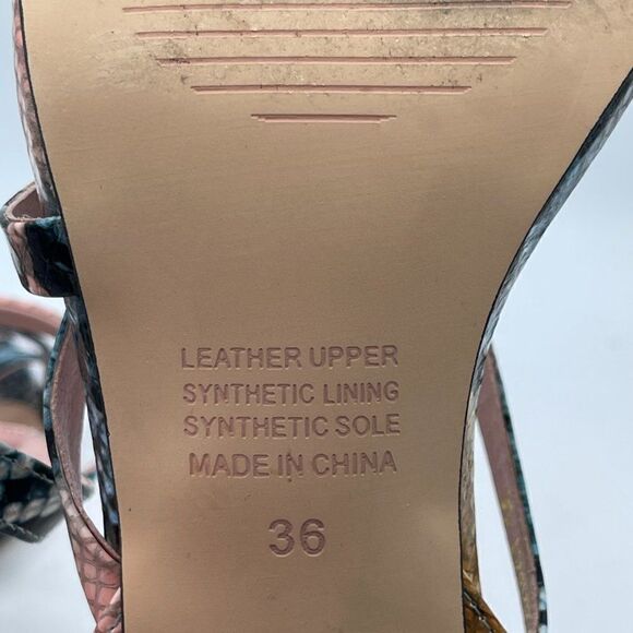 Silent D Anthropologie Ankle Strap Strappy Snakeskin Heels 36 - Picture 9 of 10